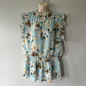 Hayden Floral Smocked Sleeveless Top Size 1XL